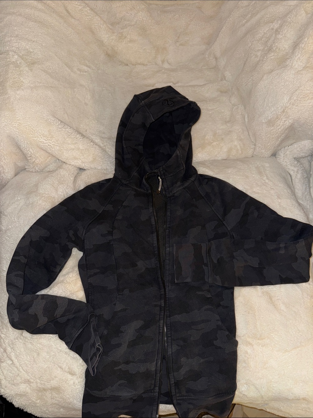 Lululemon Black Camo Scuba Full Zip Hoodie